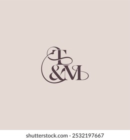 wedding concept monogram elegant and luxury concept TM bold serif initial calligraphy letter