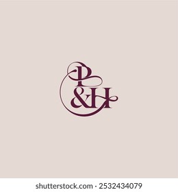 wedding concept monogram elegant and luxury concept PH bold serif initial calligraphy letter
