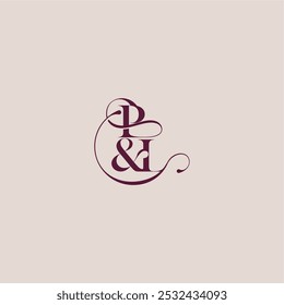 wedding concept monogram elegant and luxury concept PL bold serif initial calligraphy letter