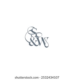 monograma de conceito de casamento conceito elegante e de luxo SW bold serif letra de caligrafia inicial