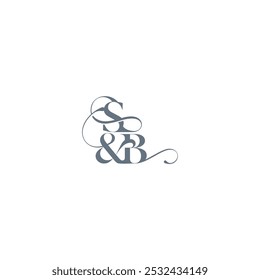 monograma de conceito de casamento conceito elegante e de luxo SB bold serif letra de caligrafia inicial