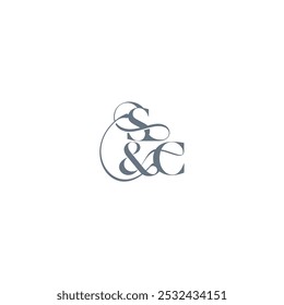 wedding concept monogram elegant and luxury concept SC bold serif initial calligraphy letter