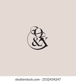 wedding concept monogram elegant and luxury concept QX bold serif initial calligraphy letter