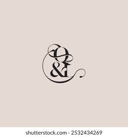 monograma de conceito de casamento conceito elegante e luxuoso QL bold serif letra de caligrafia inicial