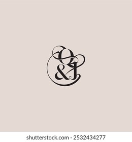 wedding concept monogram elegant and luxury concept QJ bold serif initial calligraphy letter