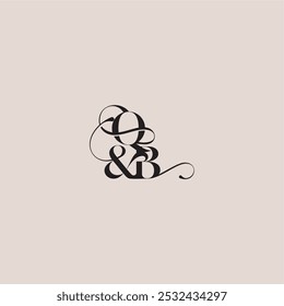 wedding concept monogram elegant and luxury concept QB bold serif initial calligraphy letter