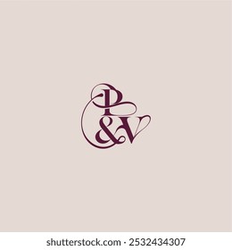 concepto de boda monograma elegante y concepto de lujo PV negrita serif inicial letra de caligrafía