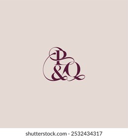 wedding concept monogram elegant and luxury concept PQ bold serif initial calligraphy letter