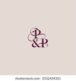 wedding concept monogram elegant and luxury concept PP bold serif initial calligraphy letter
