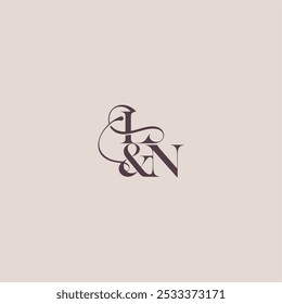 wedding concept monogram elegant and luxury concept LN bold serif initial calligraphy letter