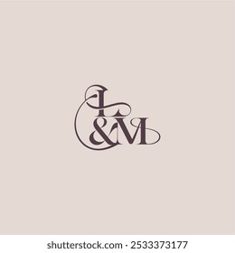 monograma conceito de casamento conceito elegante e luxuoso LM bold serif letra de caligrafia inicial