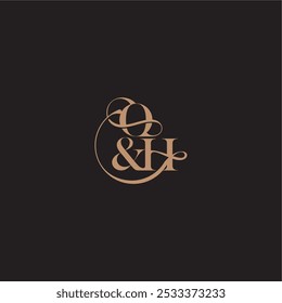 wedding concept monogram elegant and luxury concept OH bold serif initial calligraphy letter