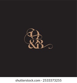 concepto de boda monograma elegante y concepto de lujo OB letra de caligrafía inicial serif en negrita