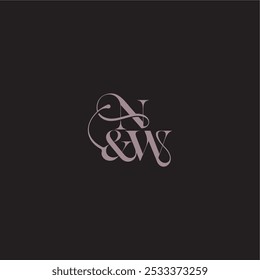 concepto de boda monograma elegante y concepto de lujo NW letra de caligrafía inicial serif en negrita