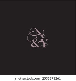 wedding concept monogram elegant and luxury concept NY bold serif initial calligraphy letter