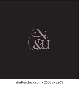 monograma de conceito de casamento conceito elegante e de luxo NU bold serif letra de caligrafia inicial