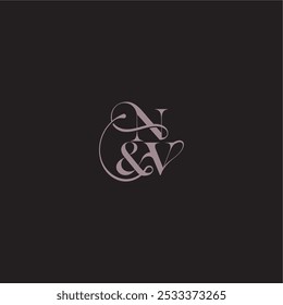 monograma conceito de casamento conceito elegante e de luxo NV bold serif letra de caligrafia inicial