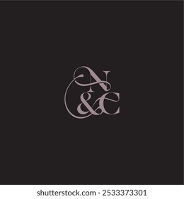 monograma conceito de casamento conceito elegante e luxuoso NC bold carta caligrafia inicial serif