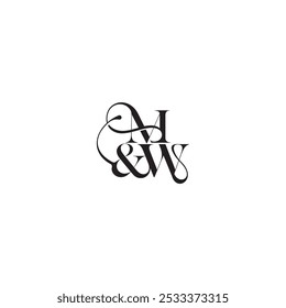 Concepto de boda monograma elegante y concepto de lujo MW negrita serif inicial letra de caligrafía