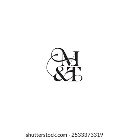 wedding concept monogram elegant and luxury concept MT bold serif initial calligraphy letter