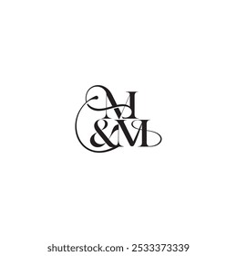 wedding concept monogram elegant and luxury concept MM bold serif initial calligraphy letter