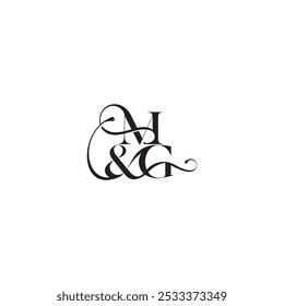 wedding concept monogram elegant and luxury concept MG bold serif initial calligraphy letter