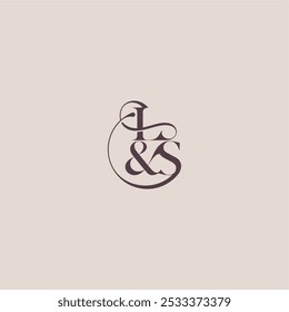 concepto de boda monograma elegante y concepto de lujo LS negrita serif inicial letra de caligrafía