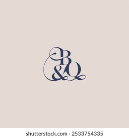 monograma de conceito de casamento conceito elegante e de luxo BQ bold serif letra de caligrafia inicial