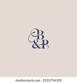 monograma conceito casamento conceito elegante e luxuoso BP bold serif letra de caligrafia inicial