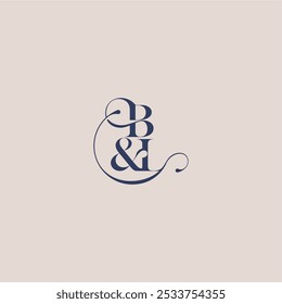 monograma de conceito de casamento conceito elegante e de luxo BL bold serif letra de caligrafia inicial