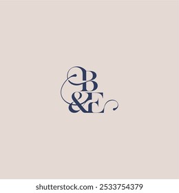 monograma conceito de casamento conceito elegante e luxuoso BE bold serif letra de caligrafia inicial