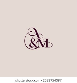 wedding concept monogram elegant and luxury concept AM bold serif initial calligraphy letter