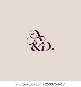 monograma de conceito de casamento conceito elegante e de luxo AD negrito serif letra de caligrafia inicial