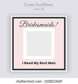 Wedding Concept Unique Editable modern Social Media banner Template. Anyone can use This Design Easily. Promotional web banner for social media. Elegant sale and discount promo - Vector.