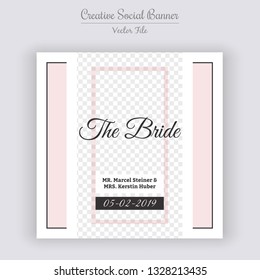 Wedding Concept Unique Editable modern Social Media banner Template. Anyone can use This Design Easily. Promotional web banner for social media. Elegant sale and discount promo - Vector.