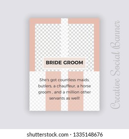 Wedding Concept Unique Editable modern Social Media banner Template. Anyone can use This Design Easily. Promotional web banner for social media. Elegant sale and discount promo - Vector.