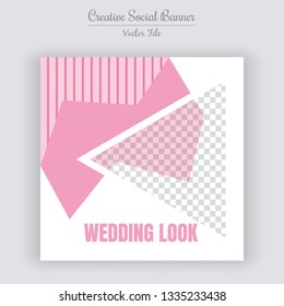 Wedding Concept Unique Editable modern Social Media banner Template. Anyone can use This Design Easily. Promotional web banner for social media. Elegant sale and discount promo - Vector.