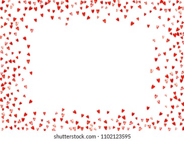 Wedding confetti with pink glitter hearts. Valentines day. Vector background. Hand drawn texture. Love theme for gift coupons, vouchers, ads, events. Wedding confetti template with hearts.