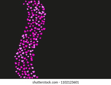 Wedding confetti with pink glitter hearts. Valentines day. Vector background. Hand drawn texture. Love theme for voucher, special business banner. Wedding confetti template with hearts.