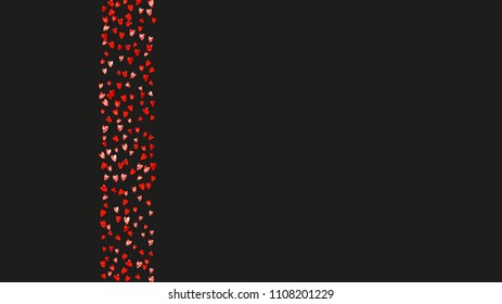 Wedding confetti with pink glitter hearts. Valentines day. Vector background. Hand drawn texture. Love theme for poster, gift certificate, banner. Wedding confetti template with hearts.