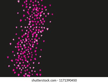 Wedding confetti with pink glitter hearts. Valentines day. Vector background. Hand drawn texture. Love theme for flyer, special business offer, promo. Wedding confetti template with hearts.