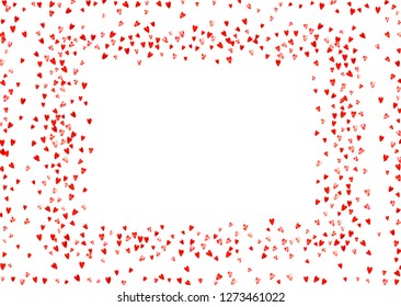 Wedding confetti with pink glitter hearts. Valentines day. Vector background. Hand drawn texture. Love theme for poster, gift certificate, banner. Wedding confetti template with hearts.