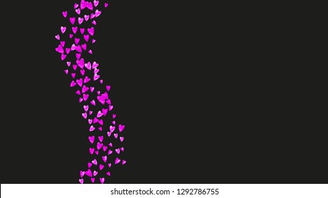 Wedding confetti with pink glitter hearts. Valentines day. Vector background. Hand drawn texture. Love theme for voucher, special business banner. Wedding confetti template with hearts.