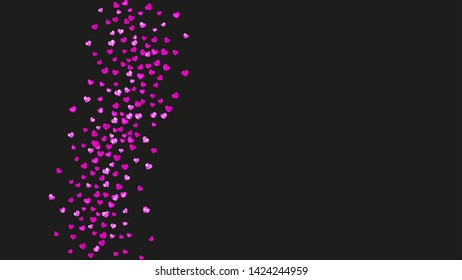 Wedding confetti with pink glitter hearts. Valentines day. Vector background. Hand drawn texture. Love theme for gift coupons, vouchers, ads, events. Wedding confetti template with hearts.