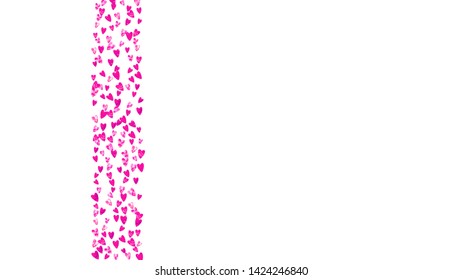 Wedding confetti with pink glitter hearts. Valentines day. Vector background. Hand drawn texture. Love theme for gift coupons, vouchers, ads, events. Wedding confetti template with hearts.