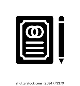 Wedding Contract Glyph Icon. Wedding Contract Icon