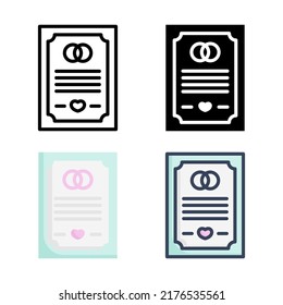 Wedding Contract Icon Set Style Collection