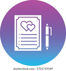 Wedding Contract vector icon. Can be used for printing, mobile and web applications.