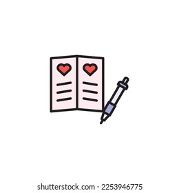 wedding contract vector type icon