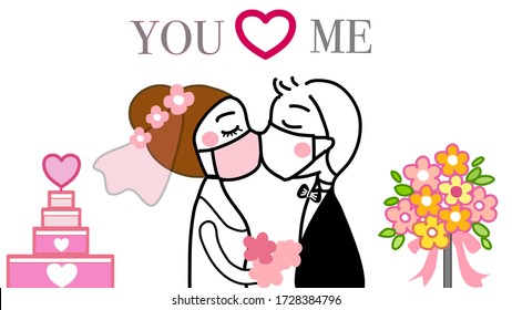 wedding in coronavirus time vector